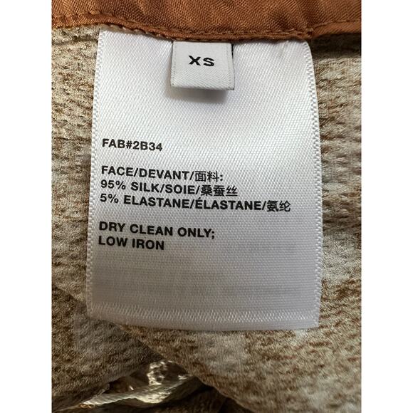 LAFAYETTE 148 WOMENS XSMALL SILK FLOATING LEAVES RIVERSIDE STRETCH PANTS CAMEL - Picture 6 of 14